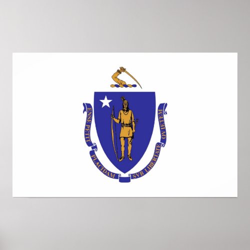 Poster with Flag of Massachusetts USA