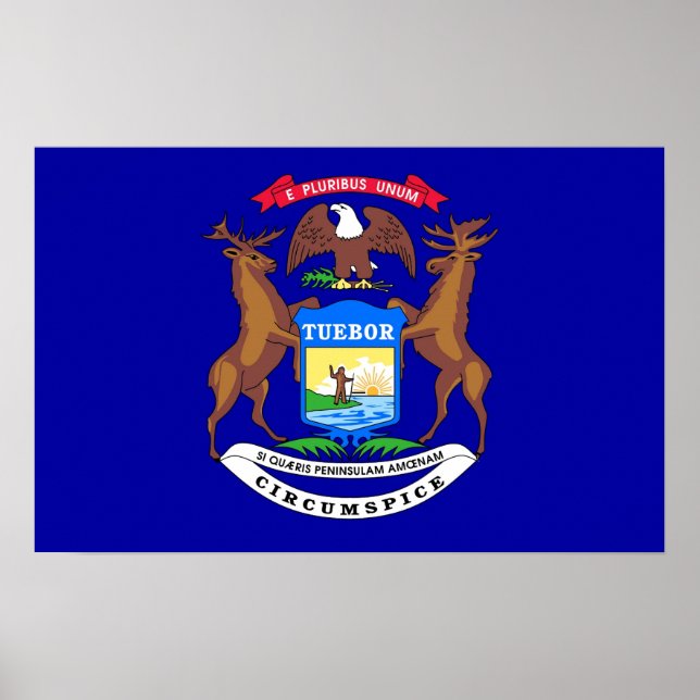 Poster with Flag of Michigan, U.S.A. (Front)