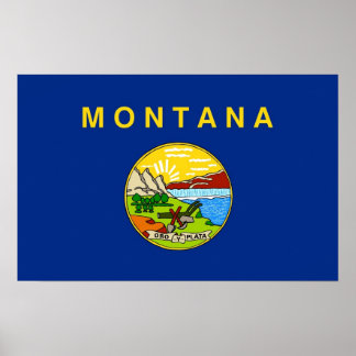 Poster with Flag of Montana, U.S.A.