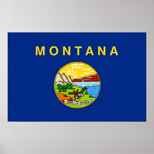 Poster with Flag of Montana USA