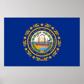Poster with Flag of New Hampshire, U.S.A.