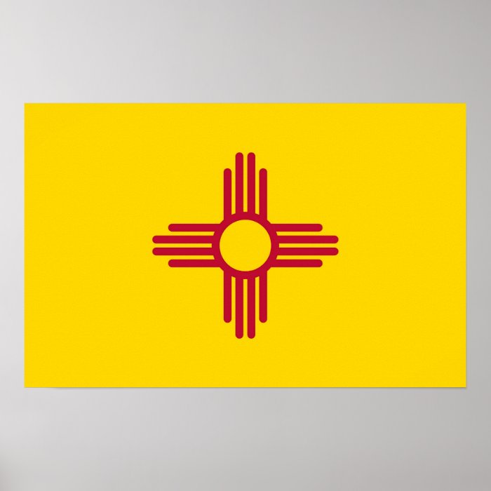 Poster with Flag of New Mexico, U.S.A.