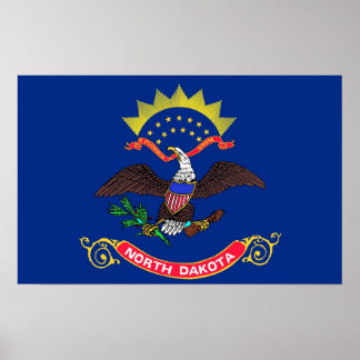 Poster with Flag of North Dakota, U.S.A.