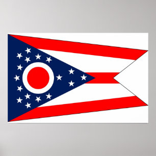 Poster with Flag of Ohio, U.S.A.