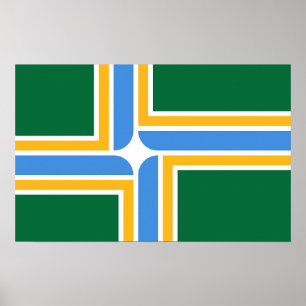 Poster with Flag of Portland, Oregon, USA