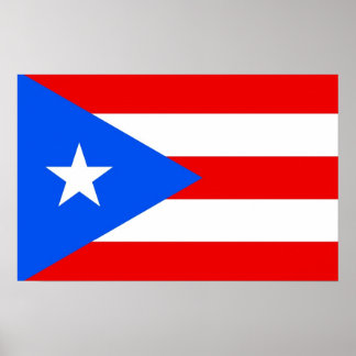 Poster with Flag of Puerto Rico, U.S.A.
