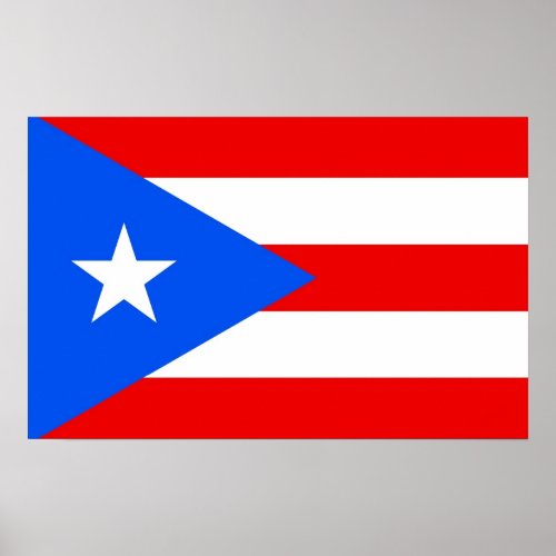 Poster with Flag of Puerto Rico USA