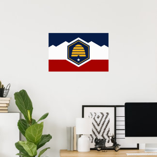 Poster with Flag of Utah, USA