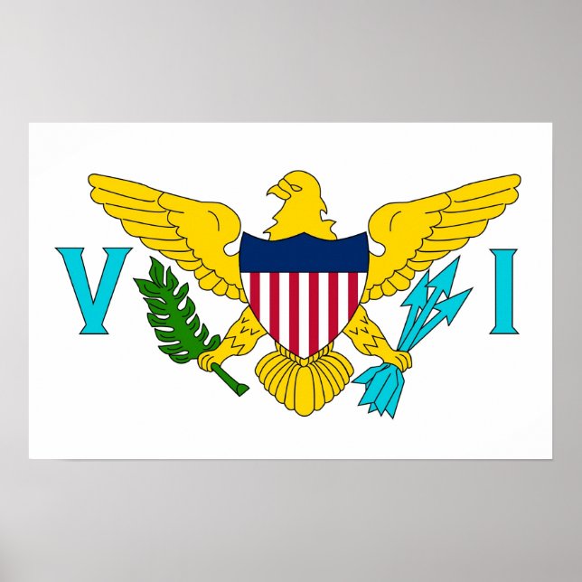 Poster with Flag of Virgin Islands, U.S.A. (Front)