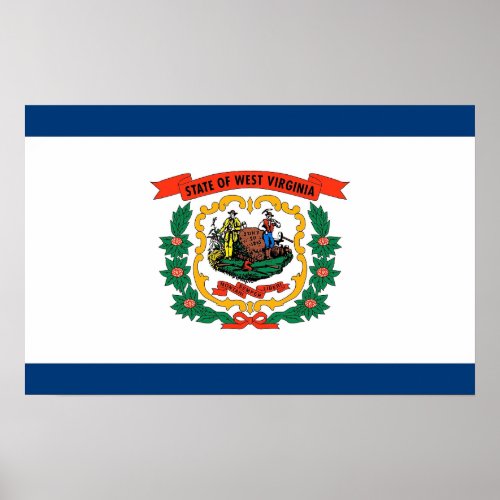 Poster with Flag of West Virginia USA