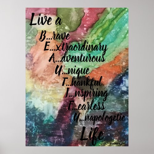 Poster with live a beautiful life