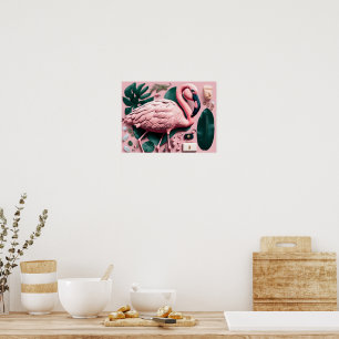 Poster with Pink Flamingo