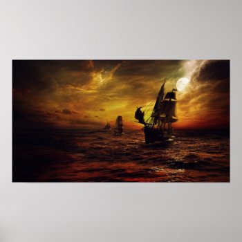 Poster With Pirate Ship by Zr_Desings at Zazzle