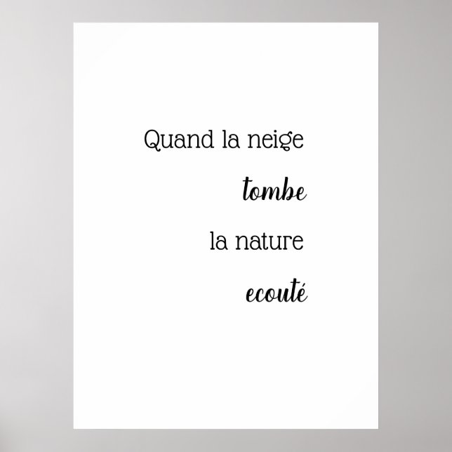 Poster with snow quote in French (Front)