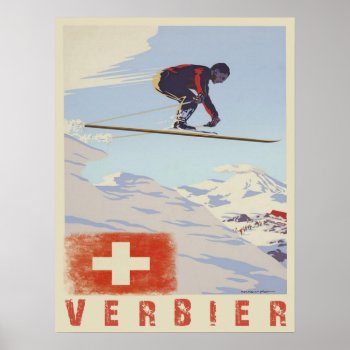 Poster With Switzerland Vintage Ski Print by cardland at Zazzle