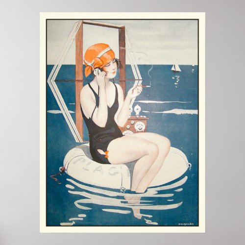 Poster with Vintage French Summer Illustration