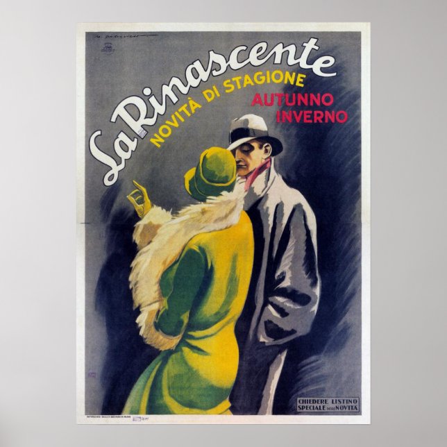 Poster with Vintage Italian Fashion Print (Front)