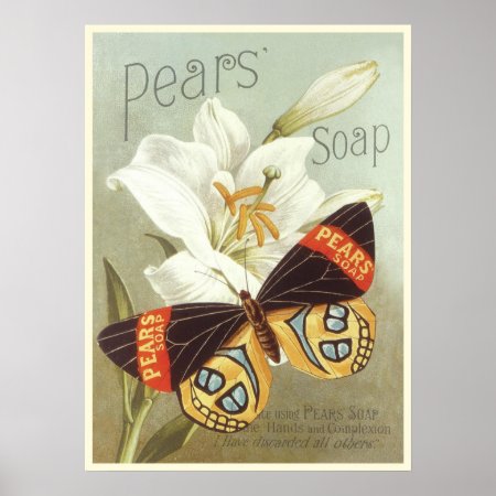 Poster With Vintage Pears Soap Print