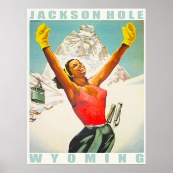 Poster With Vintage Ski Print From Aspen by cardland at Zazzle
