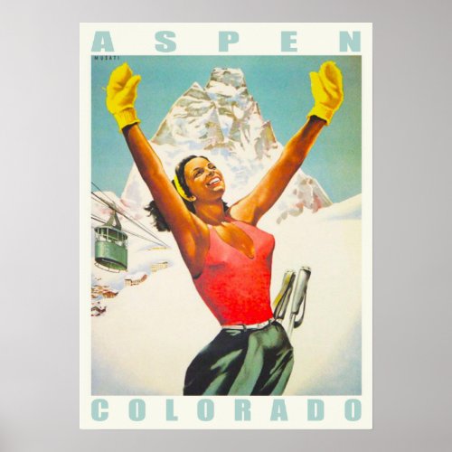 Poster with Vintage Ski Print from Aspen
