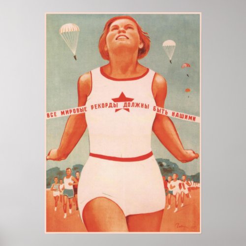 Poster with Vintage Soviet Union Propaganda