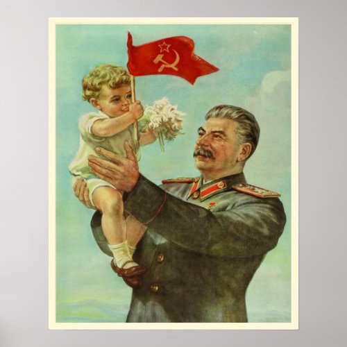 Poster with Vintage Stalin Propaganda Print