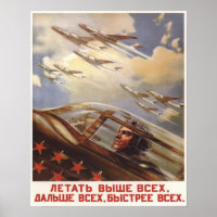 Poster with Vintage USSR Air Force Propaganda