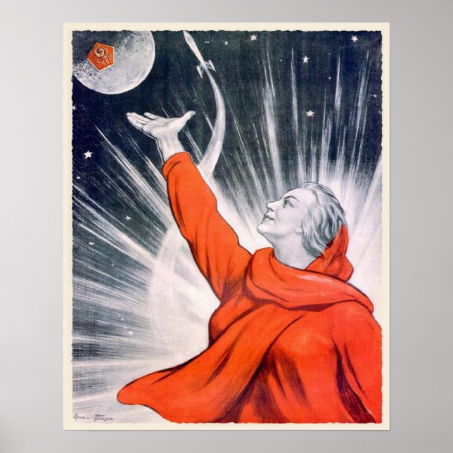Poster with Vintage USSR Propaganda Print (Front)