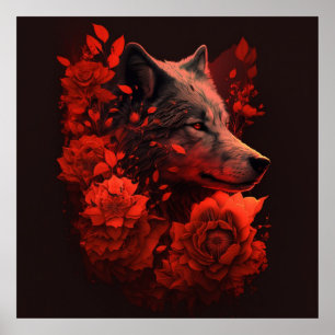 Poster Wolf Fleur