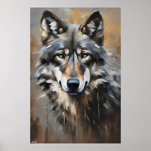 Poster  Wolf  Oil Artstyle 