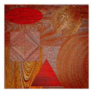 Poster Wood - textured geometric shapes