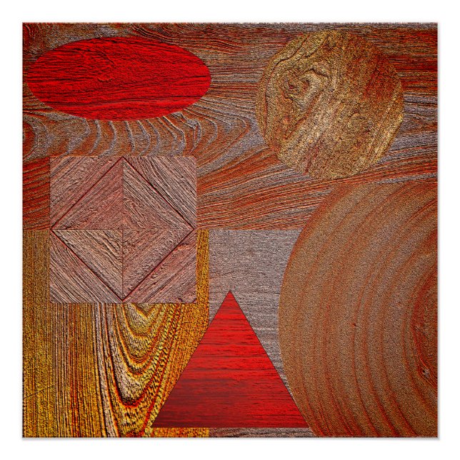 Poster Wood - textured geometric shapes (Front)