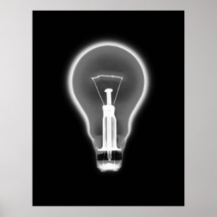 Poster- X-RAY LIGHT BULB BLACK B&W Poster
