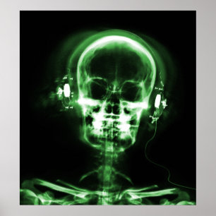 POSTER- X-RAY MUSIC SKELETON BLACK GREEN POSTER