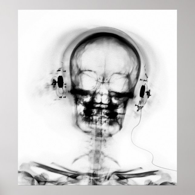 POSTER- X-RAY MUSIC SKELETON BLACK GREY B&W POSTER (Front)