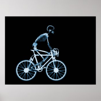 Poster - X-ray Skeleton Biking Black Blue by VoXeeD at Zazzle