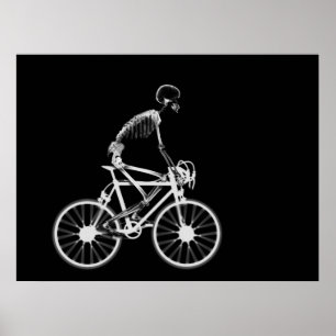 POSTER - X-RAY SKELETON BIKING BLACK GREY