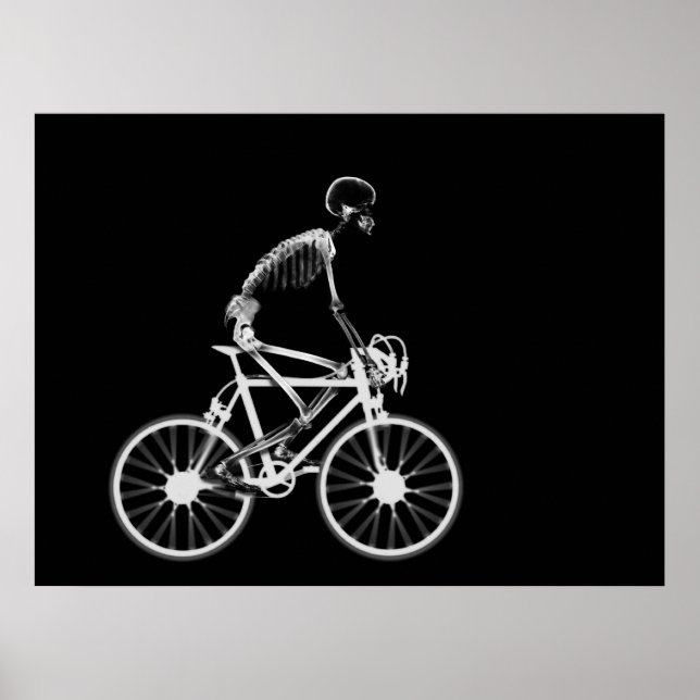 POSTER - X-RAY SKELETON BIKING BLACK GREY (Front)