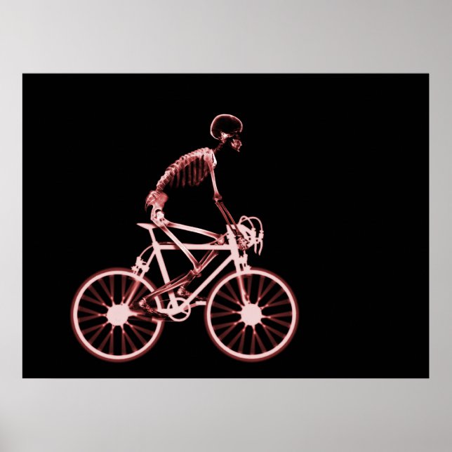 POSTER - X-RAY SKELETON BIKING BLACK RED (Front)