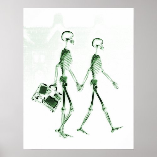 Poster_ X_Ray Skeleton Couple Traveling Green Poster