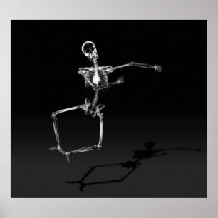 POSTER - X-RAY SKELETON JOY LEAP BLK B&W