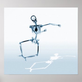 Poster - X-ray Skeleton Joy Leap Blue by VoXeeD at Zazzle