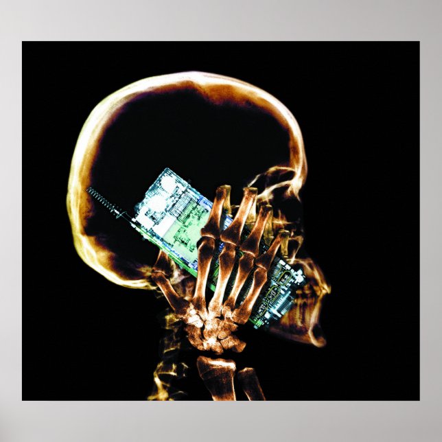 POSTER - X-RAY SKELETON ON PHONE BLK ORIGINAL (Front)