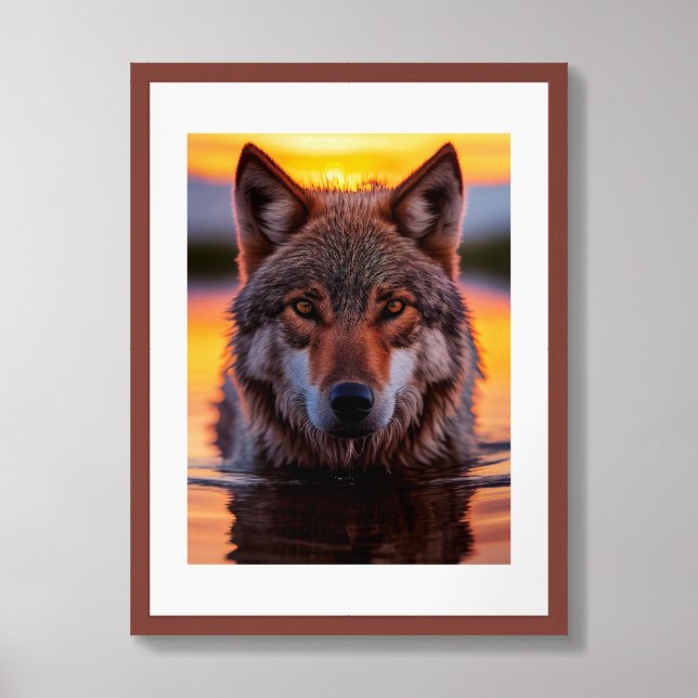 Poster Yellowstone Wolf (Framed Front)