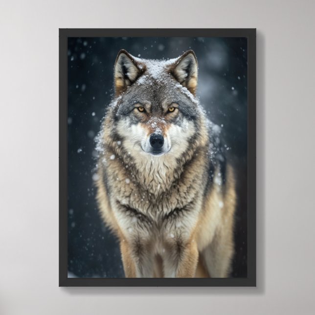 Poster Yellowstone Wolf (Framed Front)