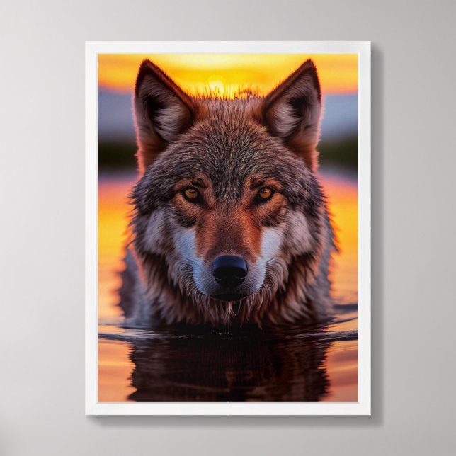 Poster Yellowstone Wolf (Framed Front)