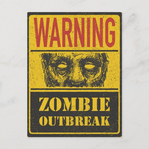 Poster Zombie Outbreak Sign Board With Zombie Postcard