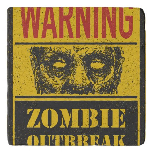 Poster Zombie Outbreak Sign Board With Zombie Trivet