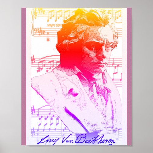 PosterBeethoven Portrait with Sonata  Poster