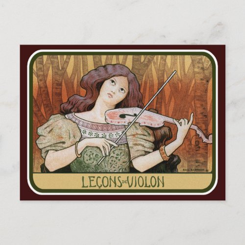 Postercard Violin Lessons by Paul Berthon Postcard